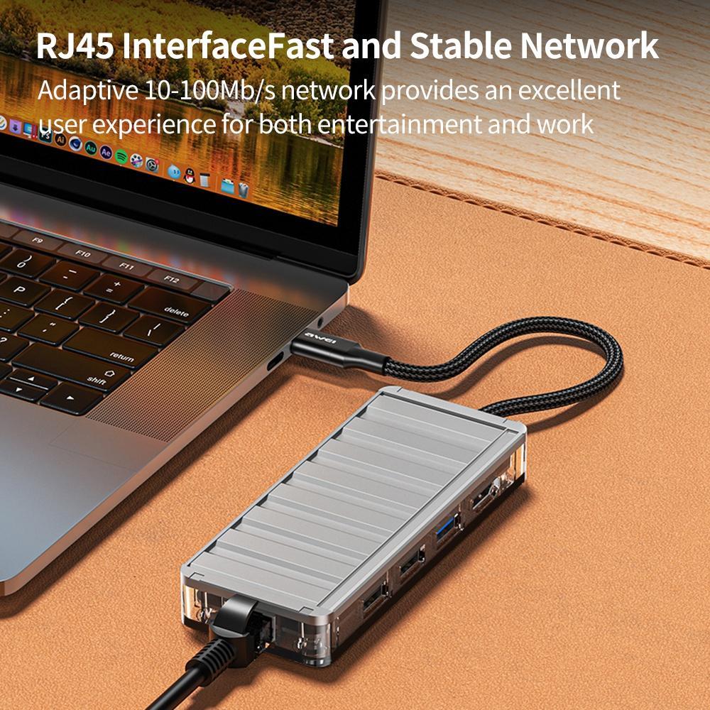 9-In-1 Multi-Function Type-C Hub Adapter Grey 8