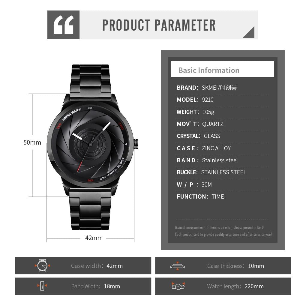 Stylish Waterproof Gold Quartz Watch for Men - Gold 4