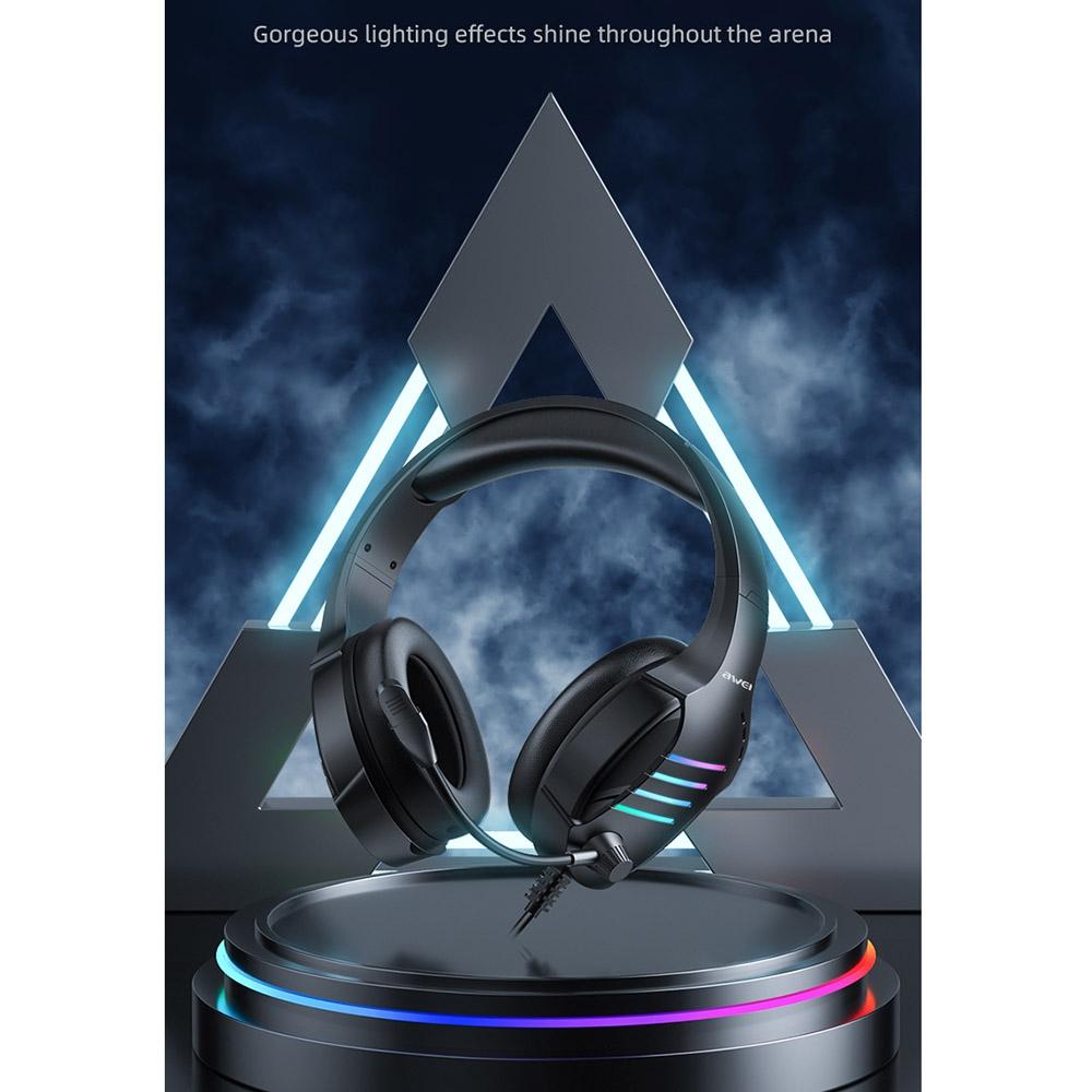 Usb + 3.5Mm Gaming Headset With Mic & Ambient Light Black 3