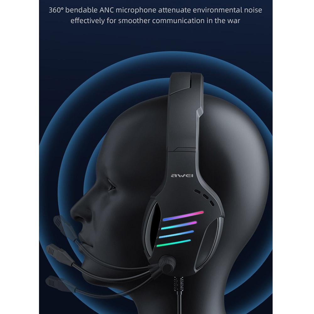 Usb + 3.5Mm Gaming Headset With Mic & Ambient Light Black 6