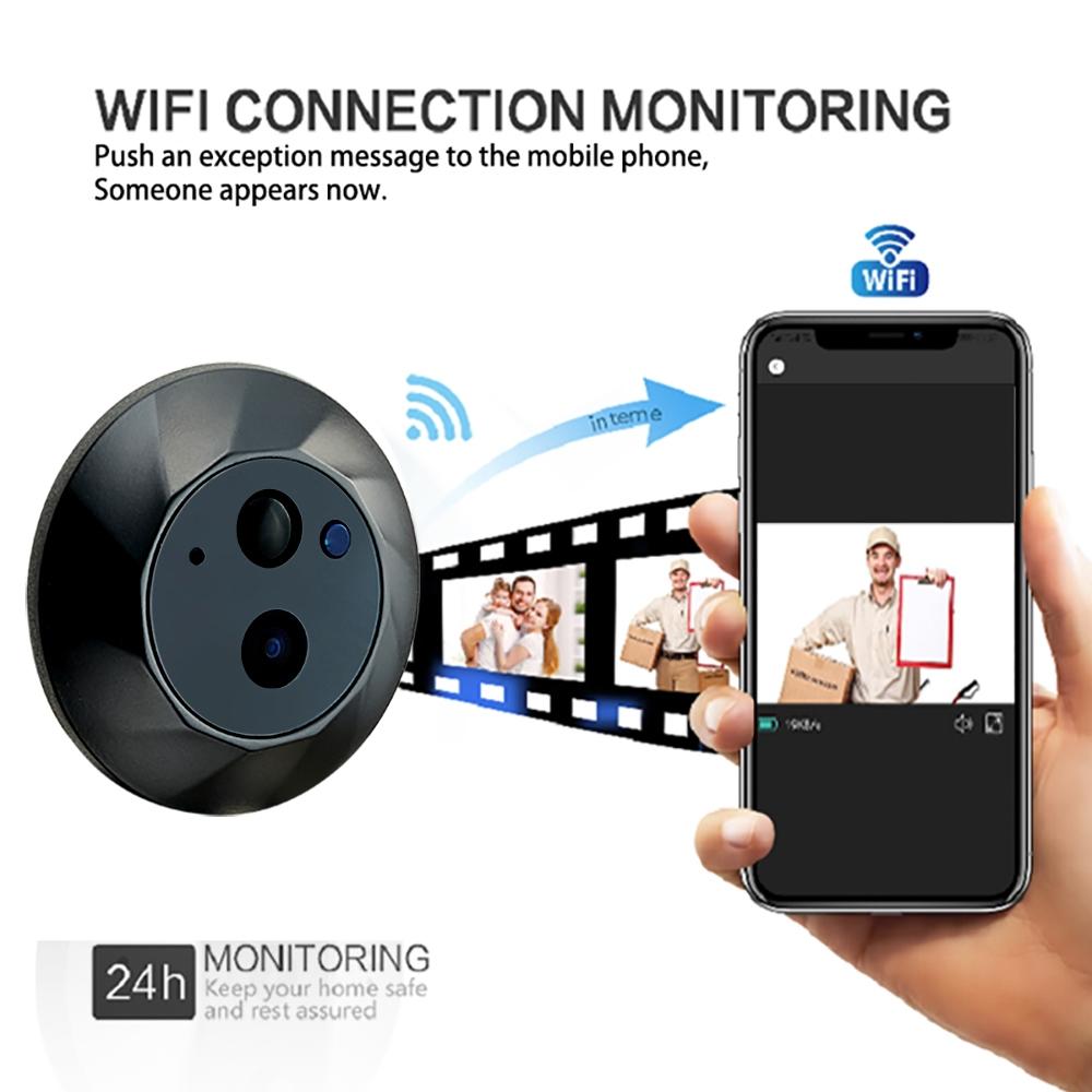 1080P Wifi Smart Cat Eye Video Doorbell - 4.3 Colour Screen - Hidden - Black 9