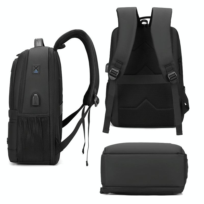 Men Usb Backpack with Charging Port - Black 6
