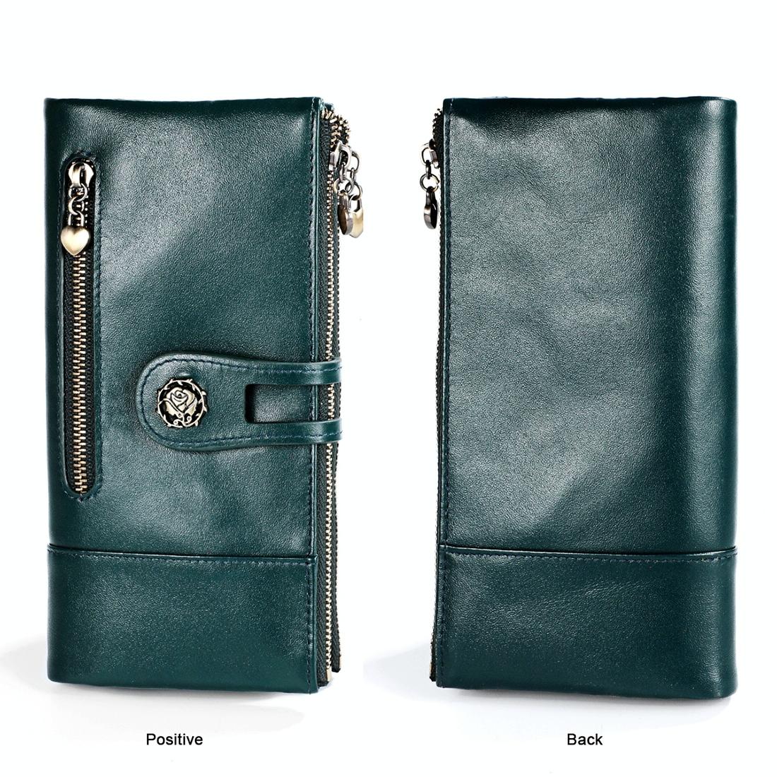 Vintage Rfid Leather Wallet with Card Slots for Women - Red 3
