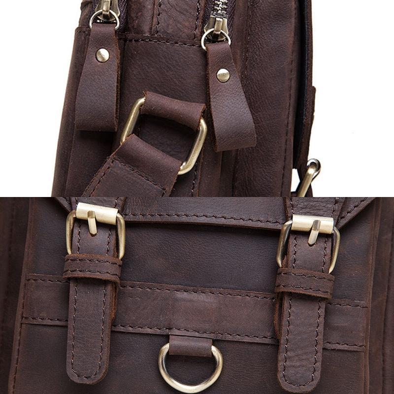 Retro Leather Men Crossbody Bag Brown 6