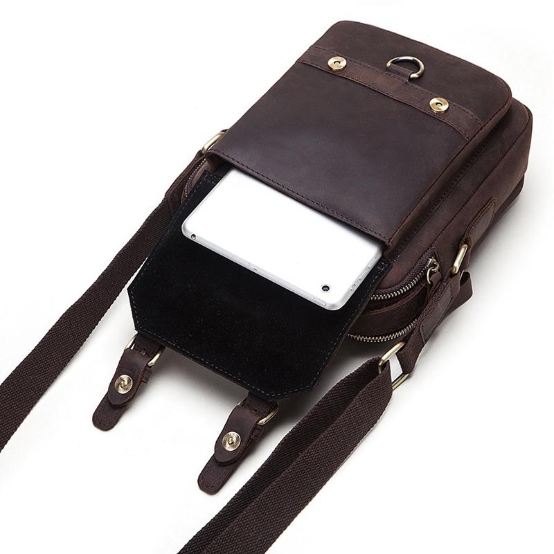 Retro Leather Men Crossbody Bag Brown 9