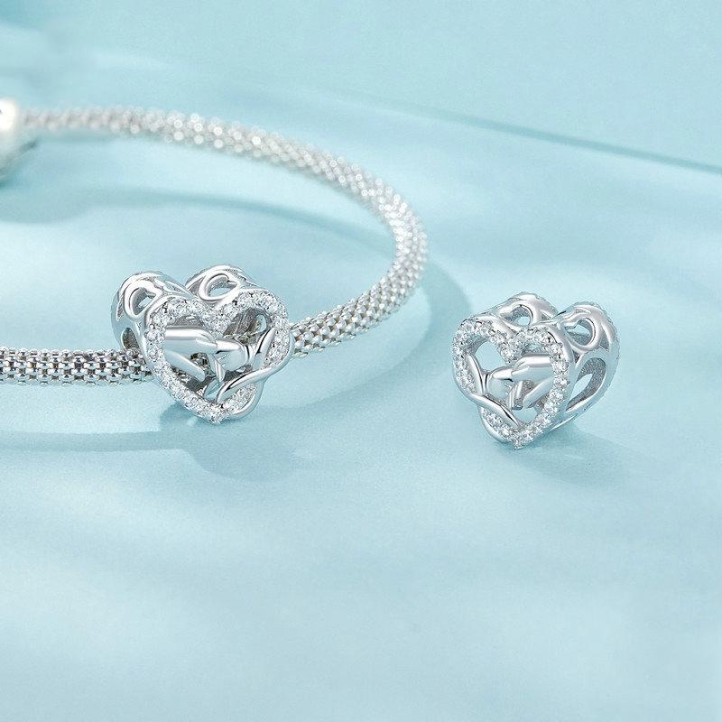 925 Sterling Silver Infinity Love Bracelet With Heart Beads 3