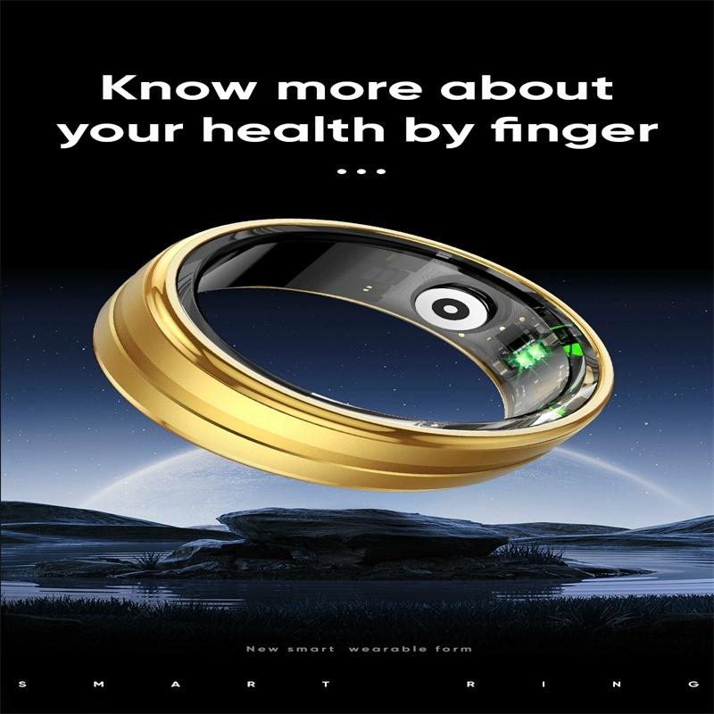 Smart Ring With Heart Rate Blood Oxygen Sleep Monitoring & Sports Modes - Size 9 - Black 7