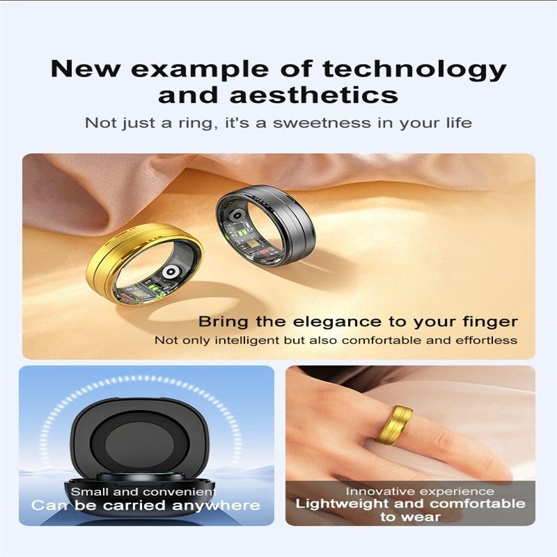 Smart Ring With Heart Rate Blood Oxygen Sleep Monitoring & Sports Modes - Size 9 - Black 8