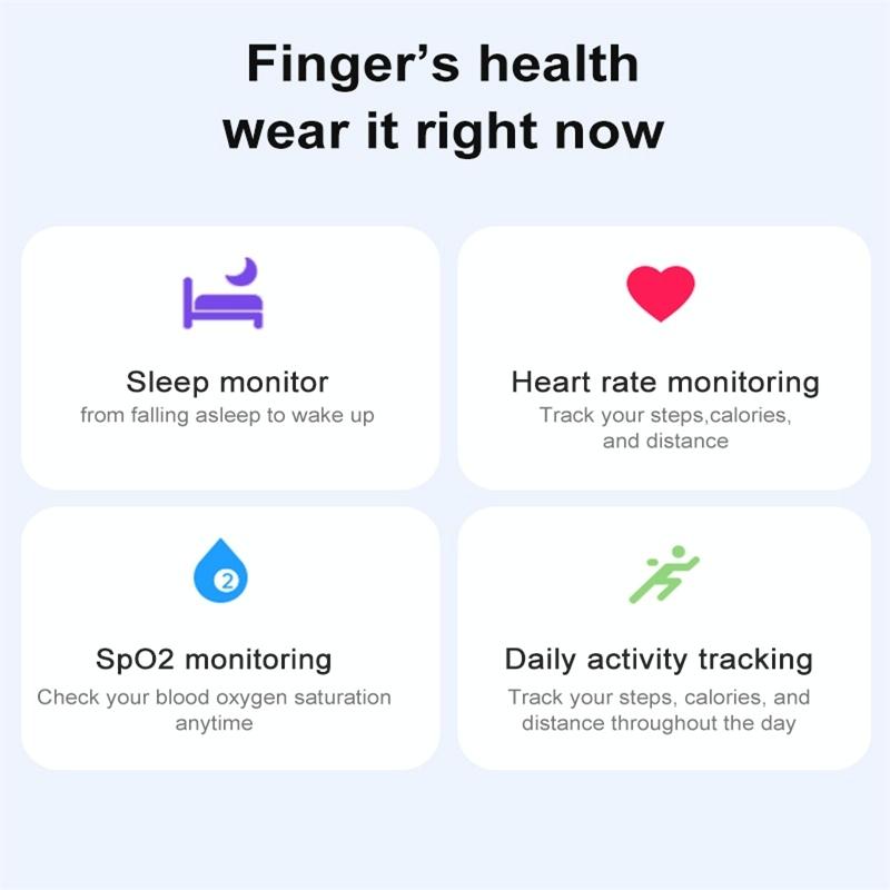 Smart Ring With Heart Rate Blood Oxygen Sleep Monitoring & Sports Modes - Size 9 - Black 9