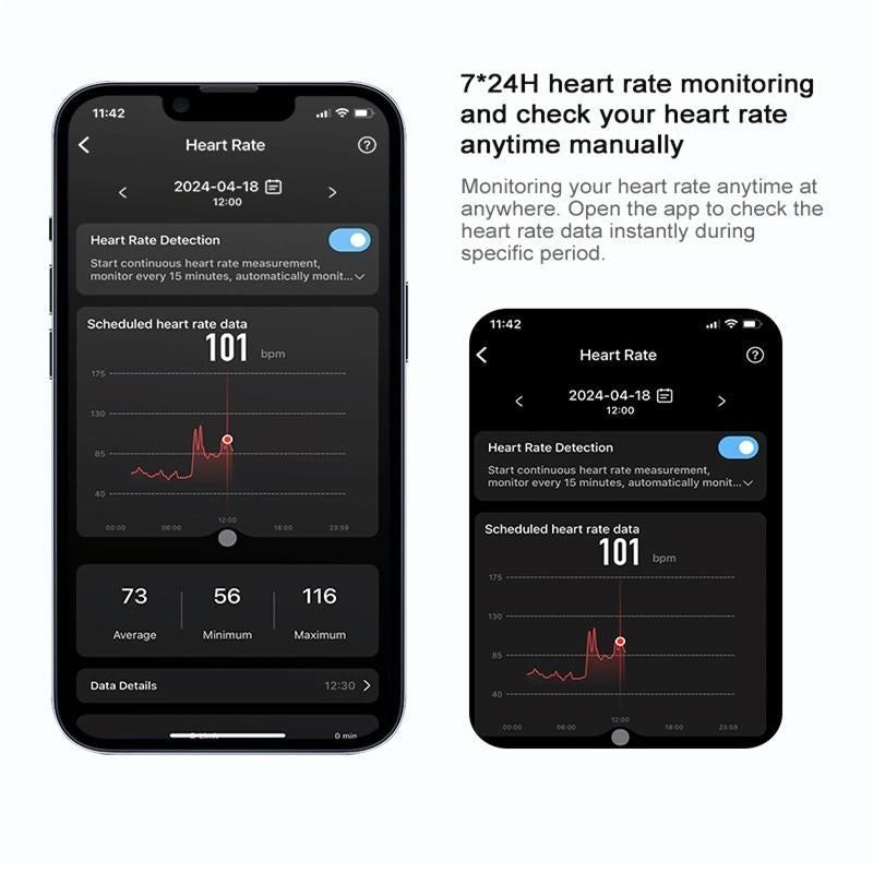 Smart Ring With Heart Rate Blood Oxygen Sleep Monitoring & Sports Modes - Size 9 - Black 11