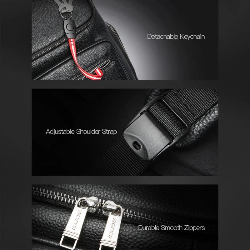 Large-capacity Waterproof Laptop Backpack in First-layer Cowhide - Black 9