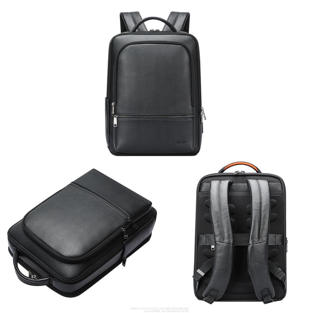 Waterproof Anti-theft Backpack with Usb Charging - Cowhide Multi-compartment Black 3