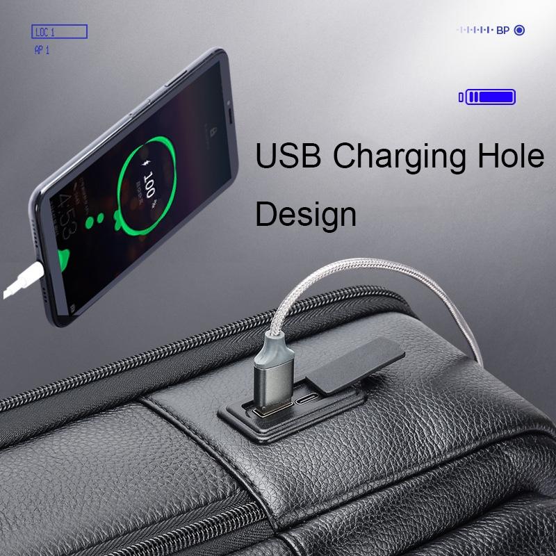 Waterproof Anti-theft Backpack with Usb Charging - Cowhide Multi-compartment Black 6