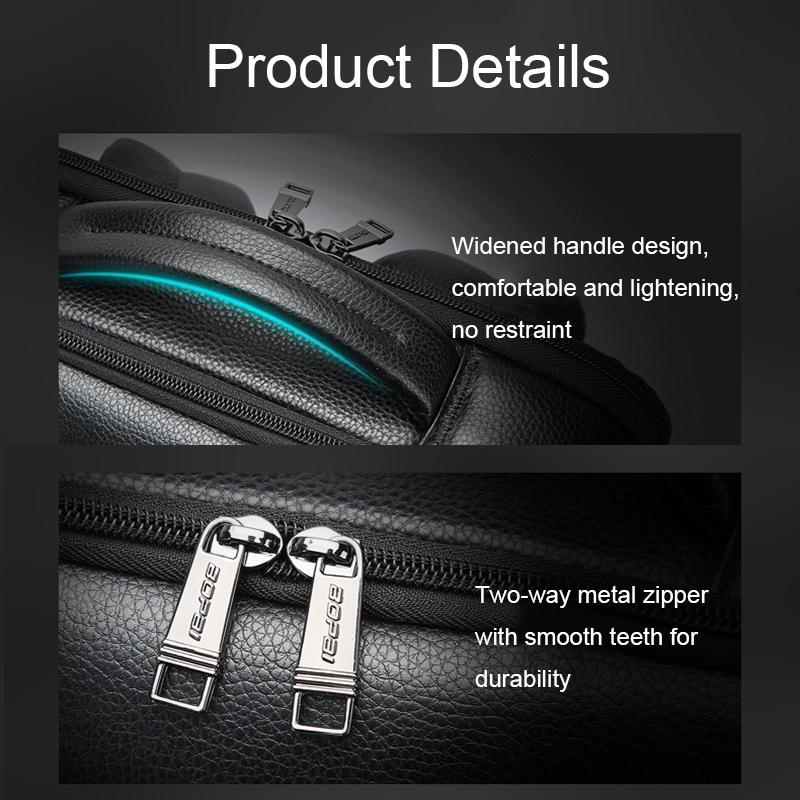 Waterproof Anti-theft Backpack with Usb Charging - Cowhide Multi-compartment Black 7