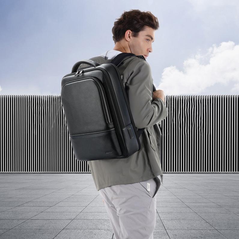 Waterproof Anti-theft Backpack with Usb Charging - Cowhide Multi-compartment Black 8