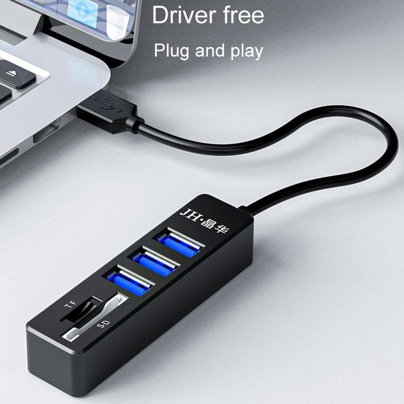 5-In-1 Usb2.0 Hub For Laptop Docking Black 6