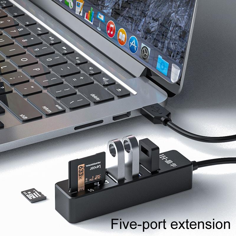 5-In-1 Usb2.0 Hub For Laptop Docking Black 8