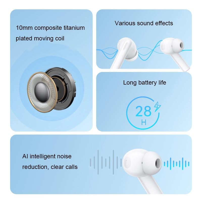 Wireless Bluetooth Earphones with Noise Reduction and Ai Call - White 6