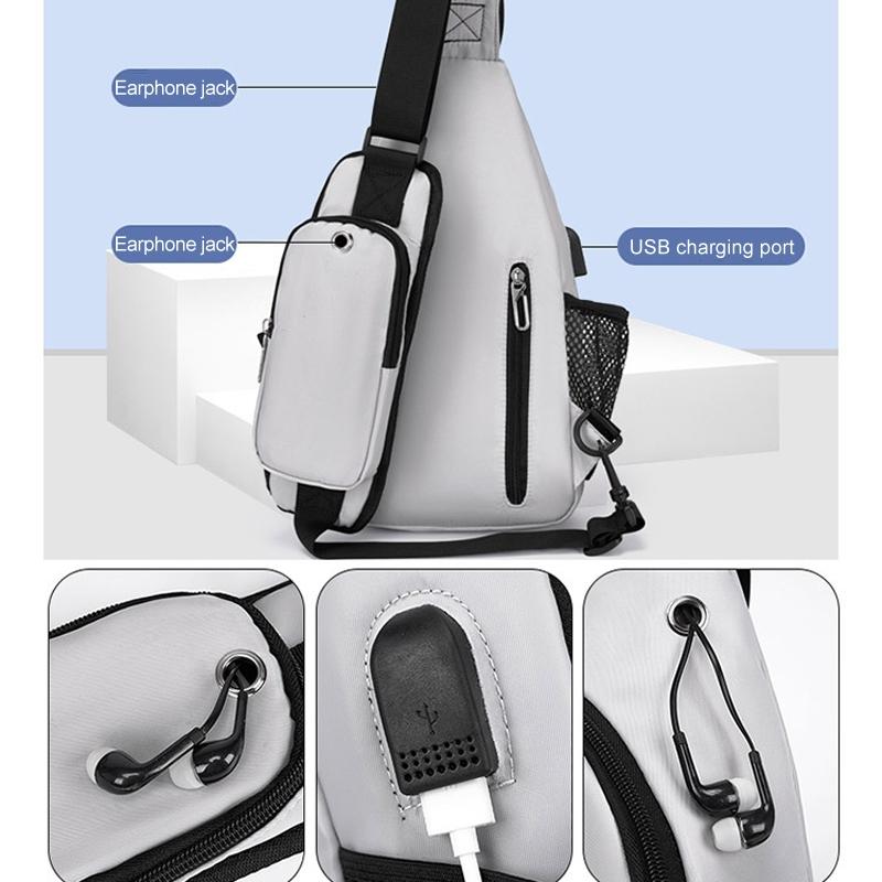 Men Oxford Cloth Chest Bag Casual Crossbody Shoulder Backpack - Black 4