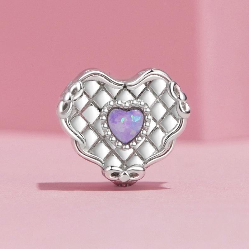 925 Sterling Silver Platinum Plated Heart Shaped Beads Bracelet 3