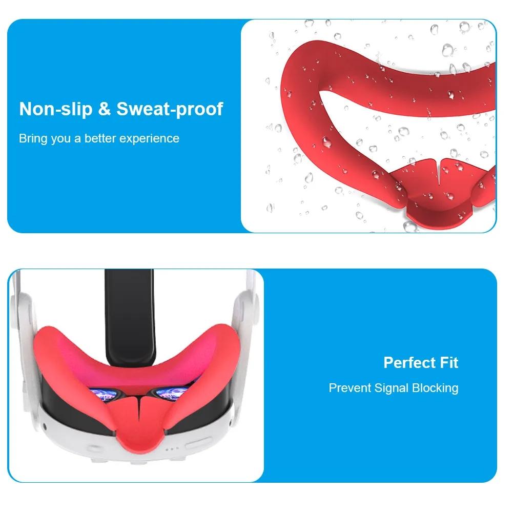 Silicone Face Cover with Nose Pad for Meta Quest 3 - Eye Mask - Black 7