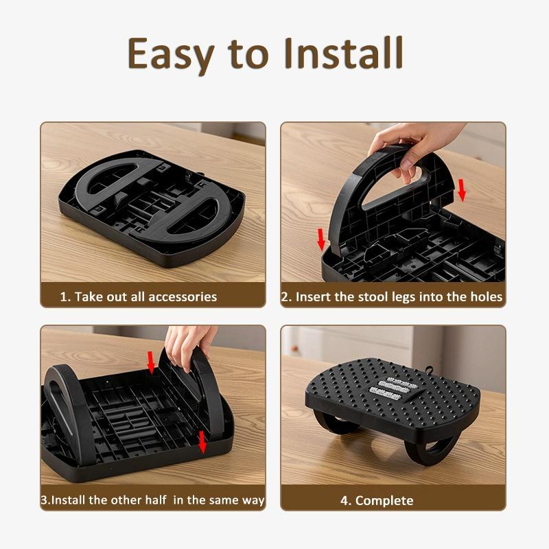 180 Degree Swing Footstool With Handle Black 10