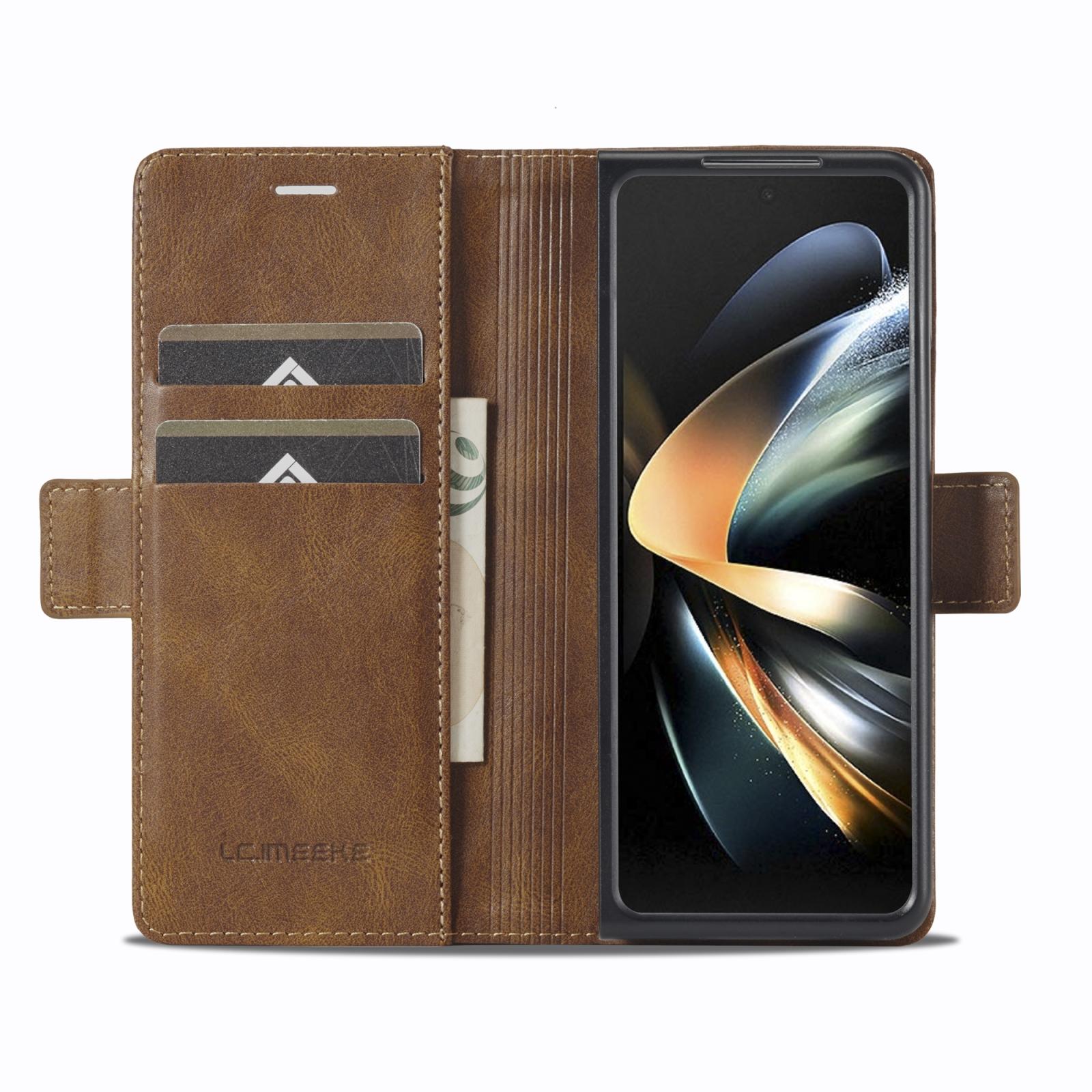 For Samsung Galaxy Z Fold4 5G Rfid Leather Phone Case - Secure & Stylish - Brown 11