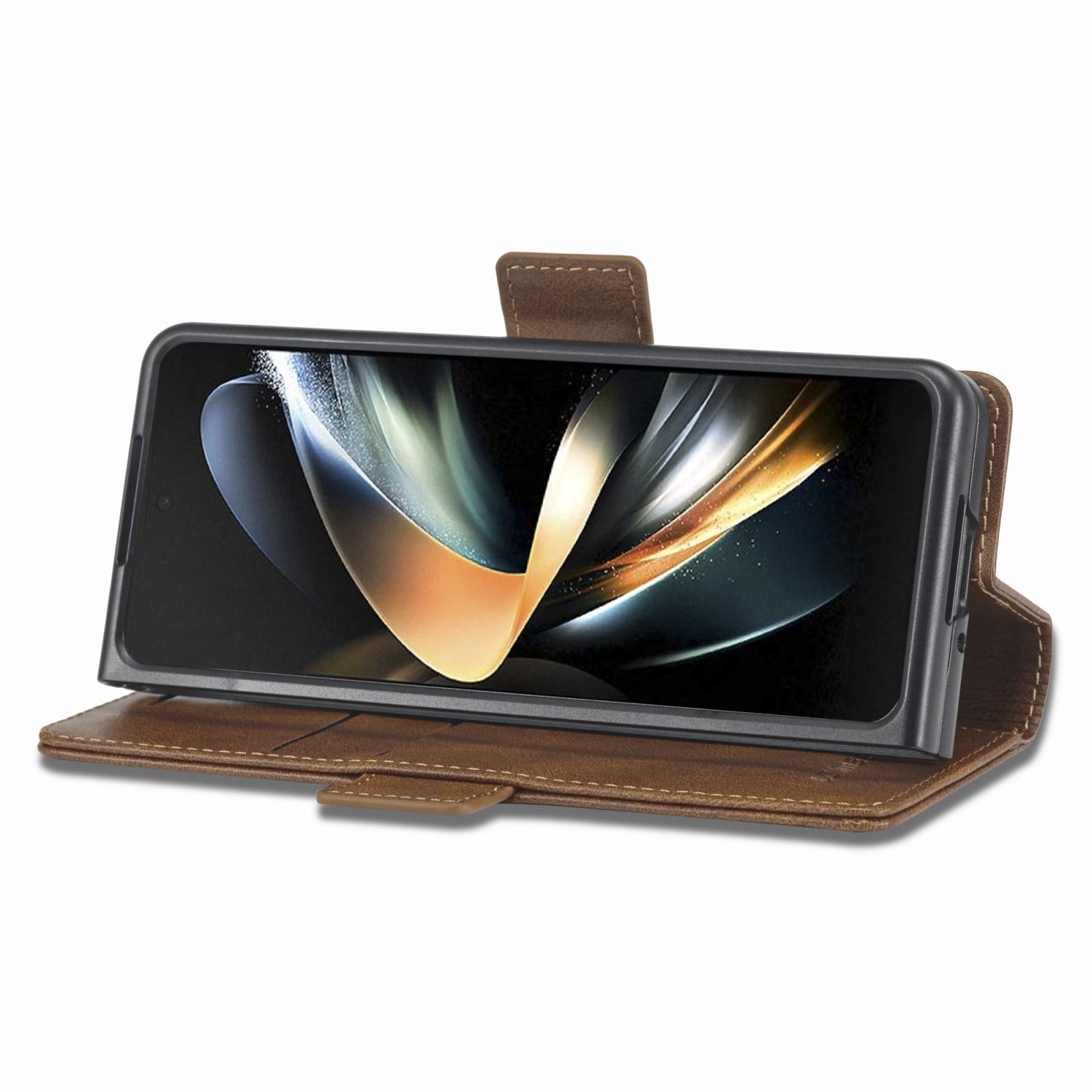 For Samsung Galaxy Z Fold4 5G Rfid Leather Phone Case - Secure & Stylish - Brown 12