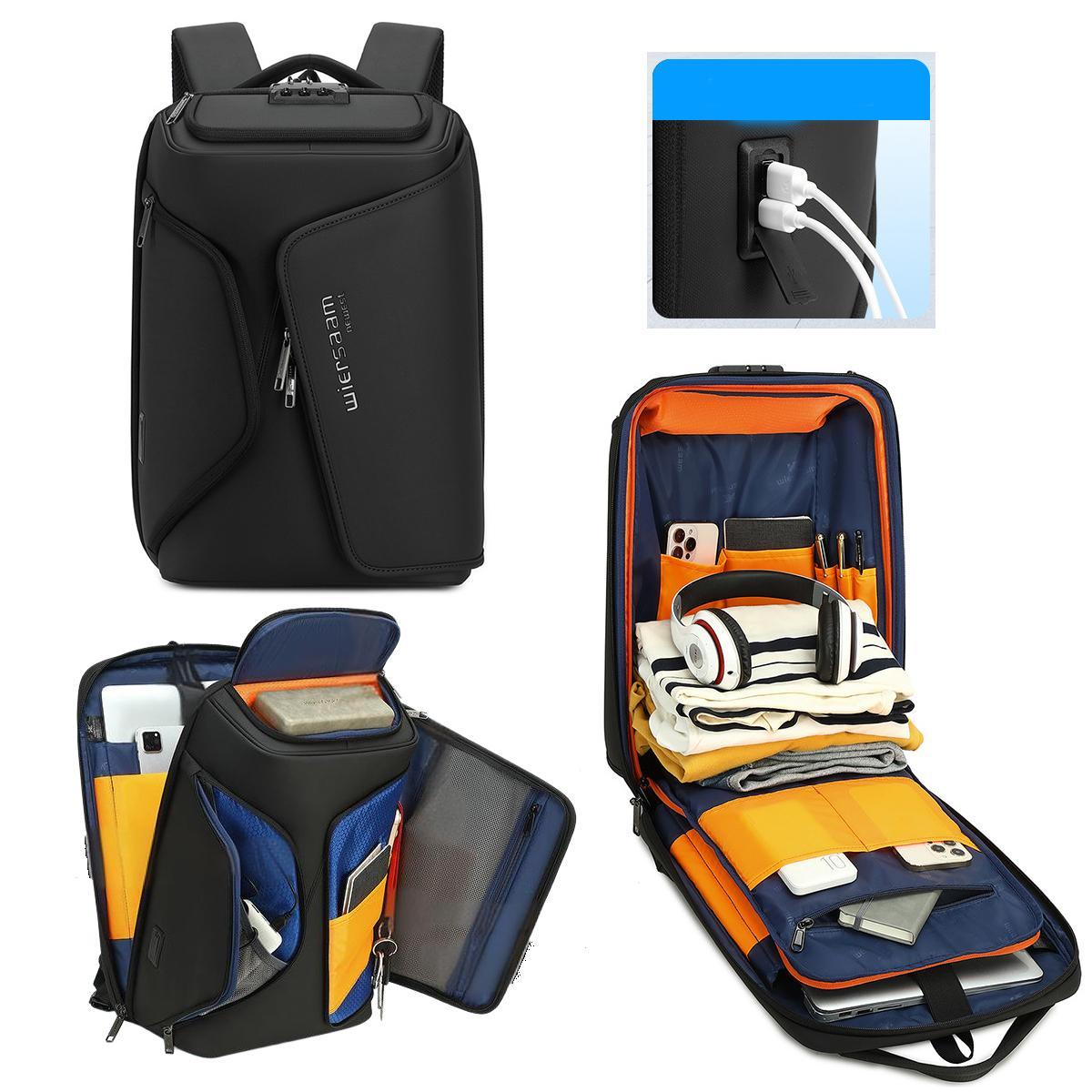 Water Resistant Anti Theft Laptop Backpack With Usb Port - Black 4