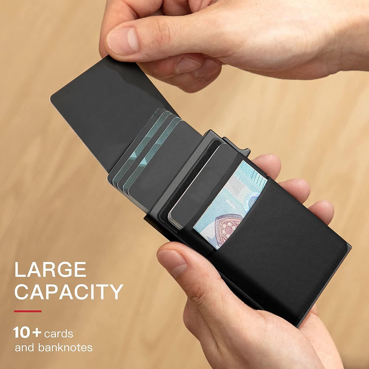 Men Slim Metal Rfid Blocking Wallet - Black 4