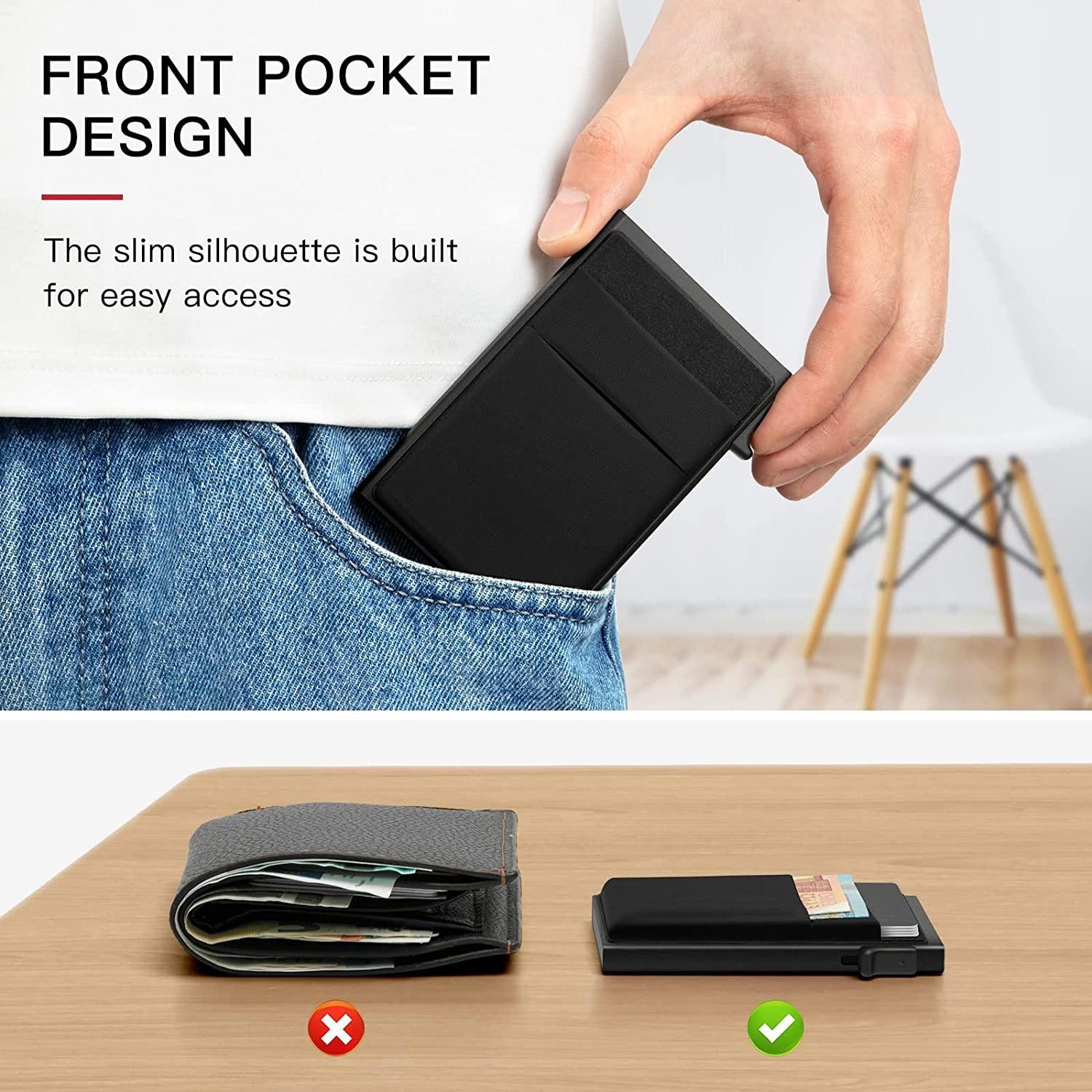 Men Slim Metal Rfid Blocking Wallet - Black 6