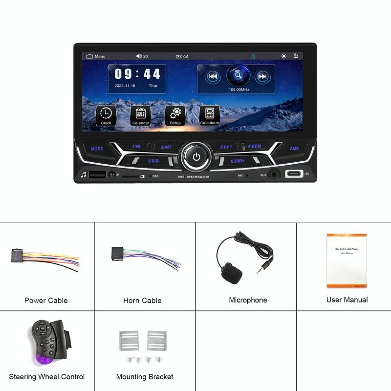 6.86 Inch Dual Butt Mp5 Player W / Backup Camera Bluetooth Carplay 3