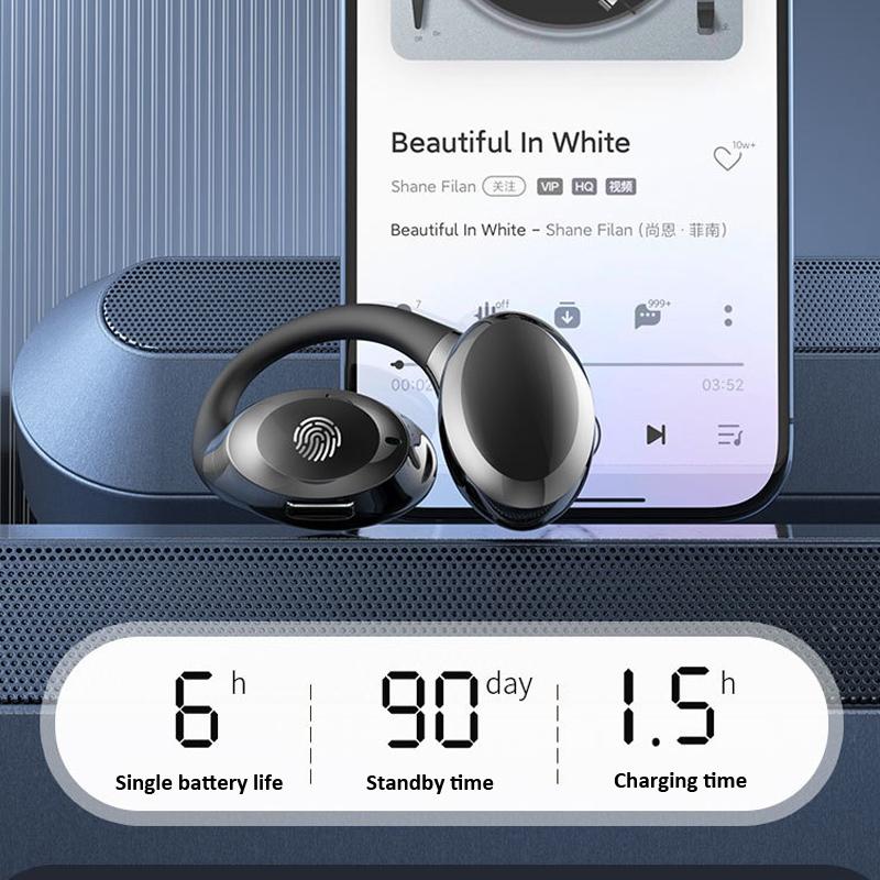Waterproof Touch Control Wireless Earphones with Ear-hook for Sports - Black 9