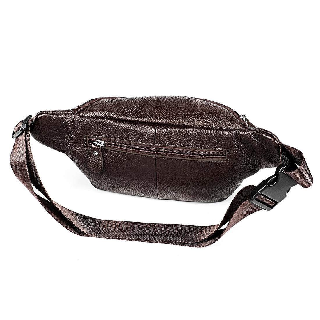 Outdoor Leather Shoulder Bag For Sports & Phone - Coffee 3