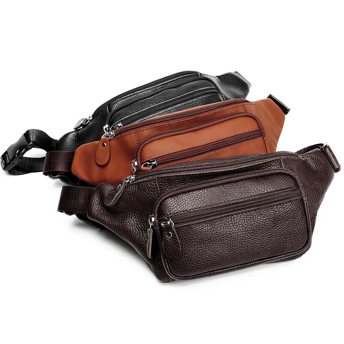 Outdoor Leather Shoulder Bag For Sports & Phone - Coffee 11