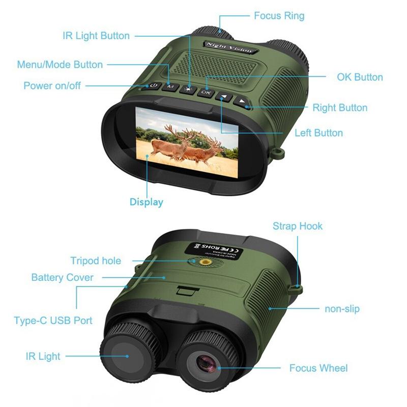 3 Digital Night Vision Binoculars with 3 Ips Screen - Black 14
