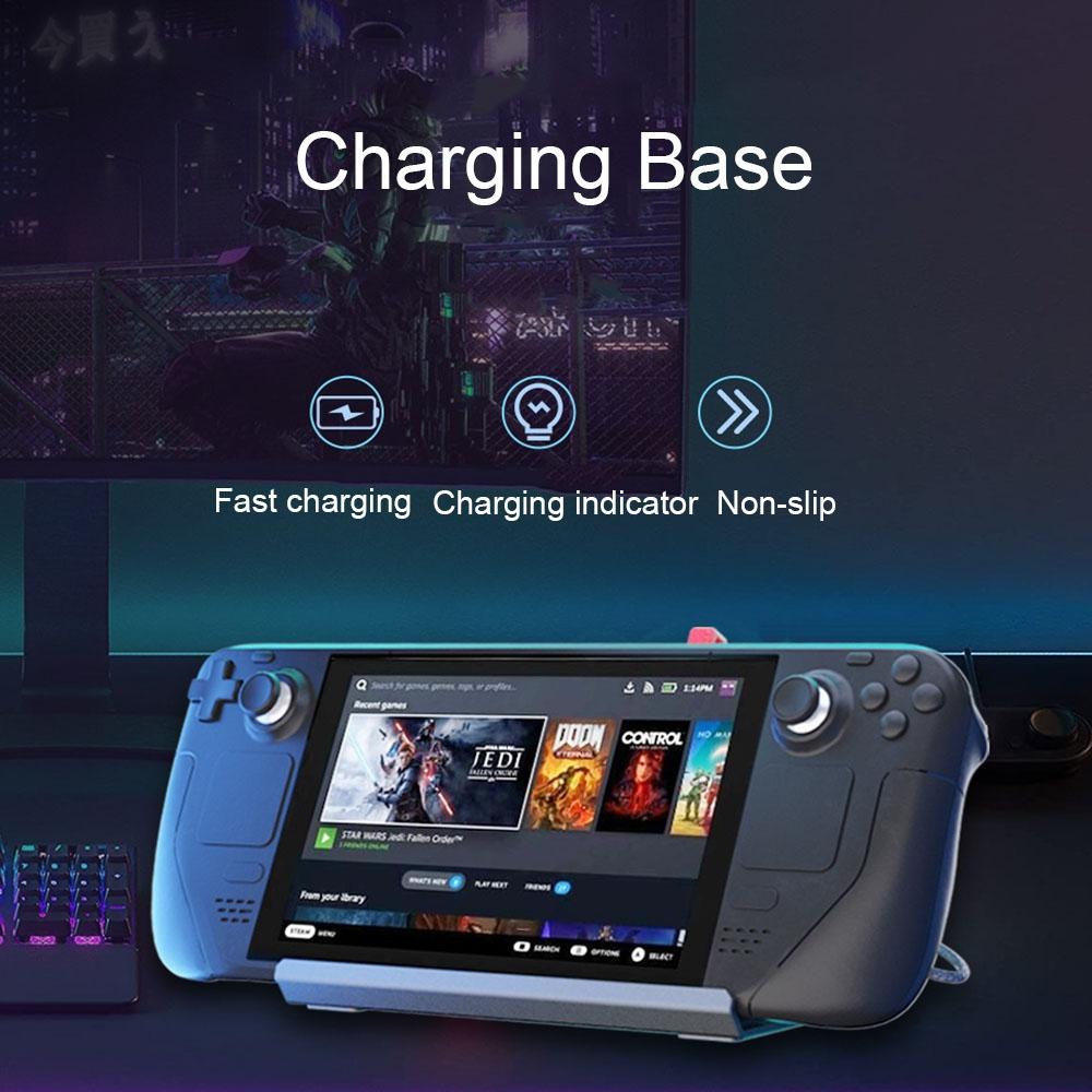 Steam Deck Charging Base Handheld Stand Charger Silver Gray 3