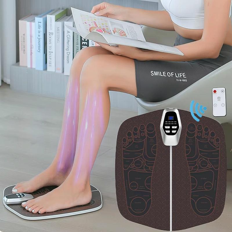 Foldable Ems Foot Massager Pad With Remote Coffee 4
