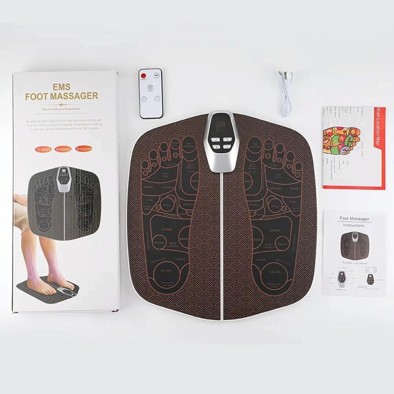 Foldable Ems Foot Massager Pad With Remote Coffee 7