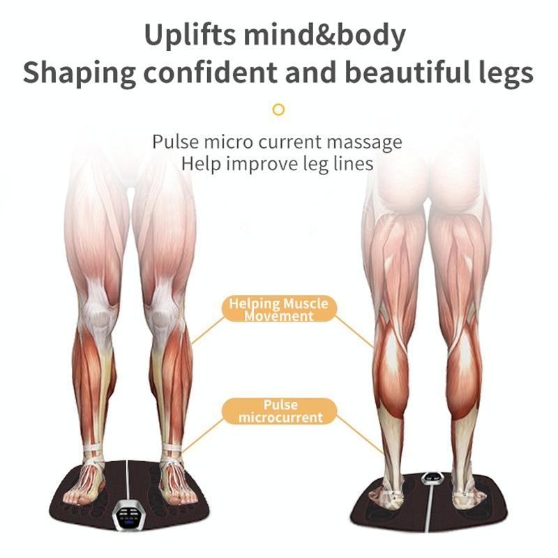 Foldable Ems Foot Massager Pad With Remote Coffee 13