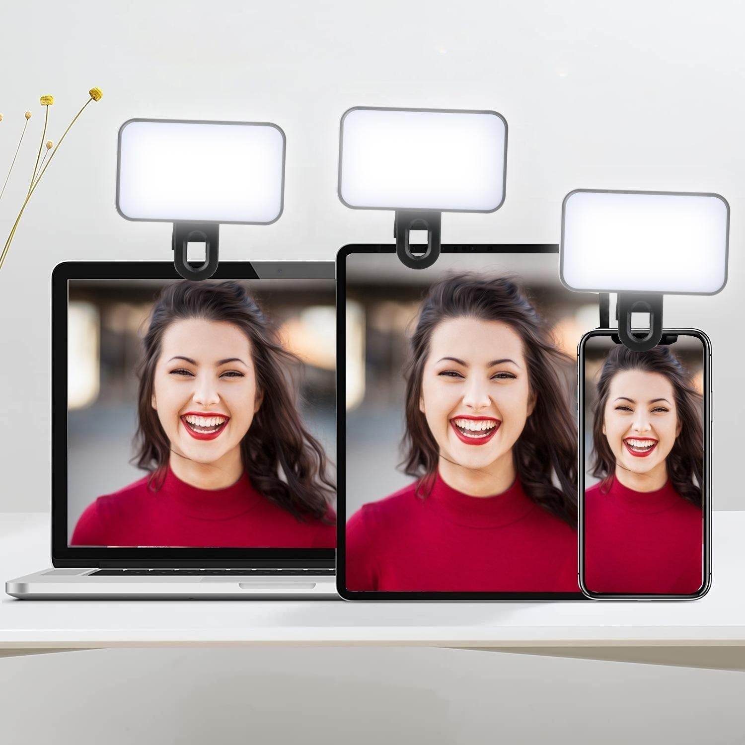 Rechargeable Selfie Light for Phone Laptop Tablet - Black