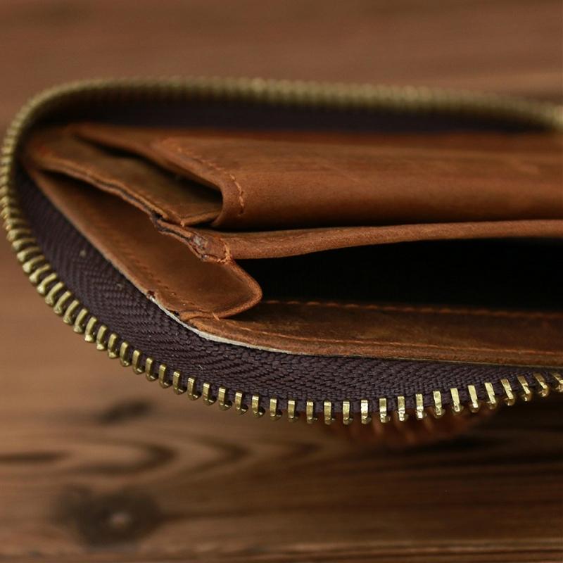 Leather Rfid Zip Wallet - Blocking Compact - Vertical 2 7