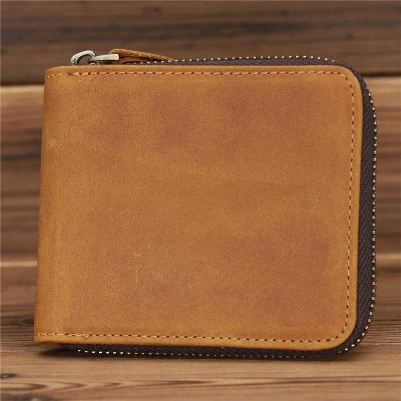 Leather Rfid Zip Wallet - Blocking Compact - Vertical 2 12