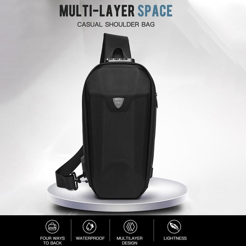 Waterproof Men Chest Bag Usb Charging Port Anti Theft Oxford Cloth Messenger Bag - Navy Blue 7