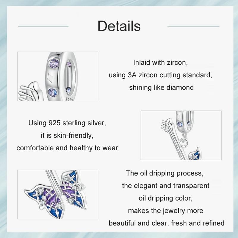 925 Sterling Silver Platinum Plated Butterfly Bass Pendant 5