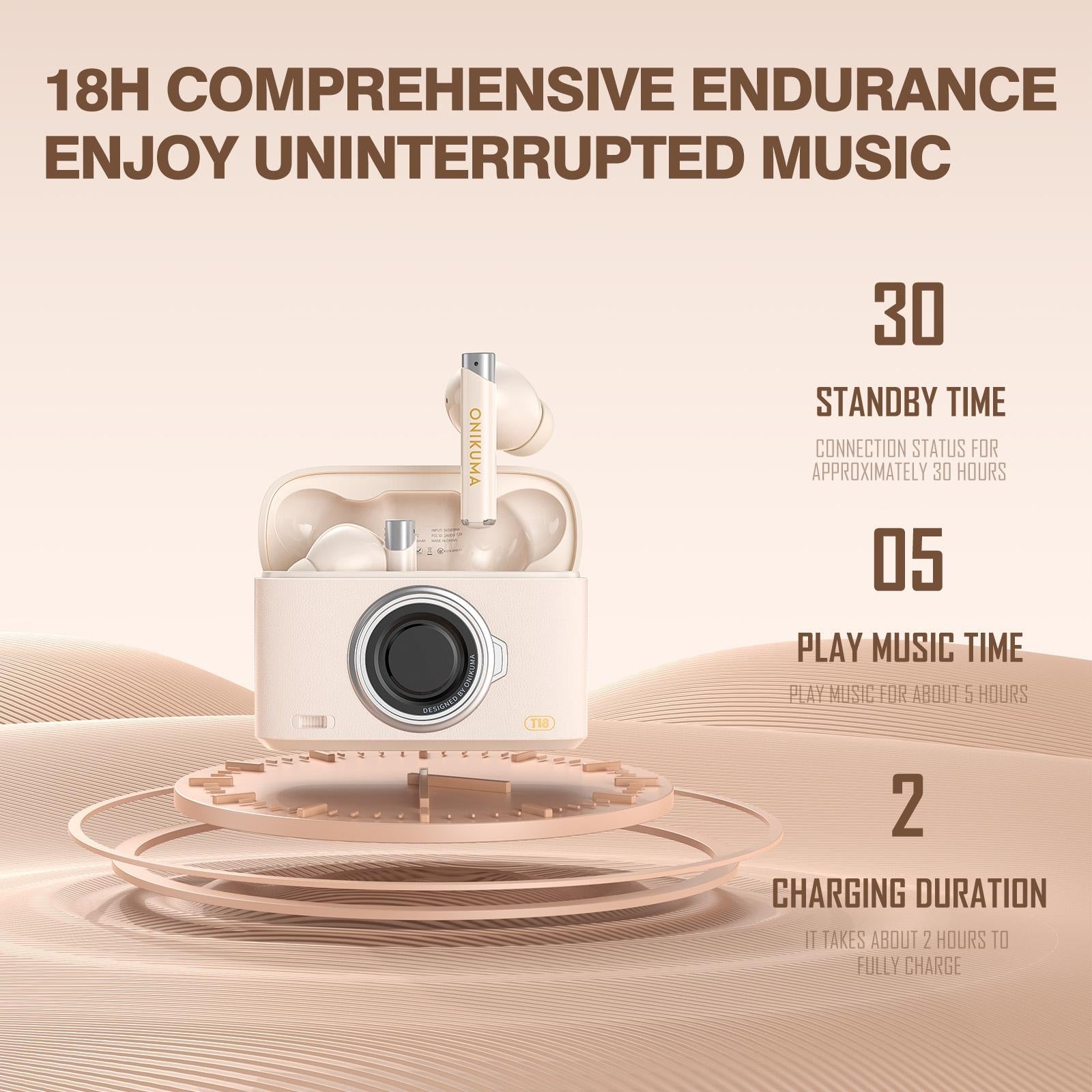 Wireless Bluetooth 5.3 Earbuds - T18 - White 14