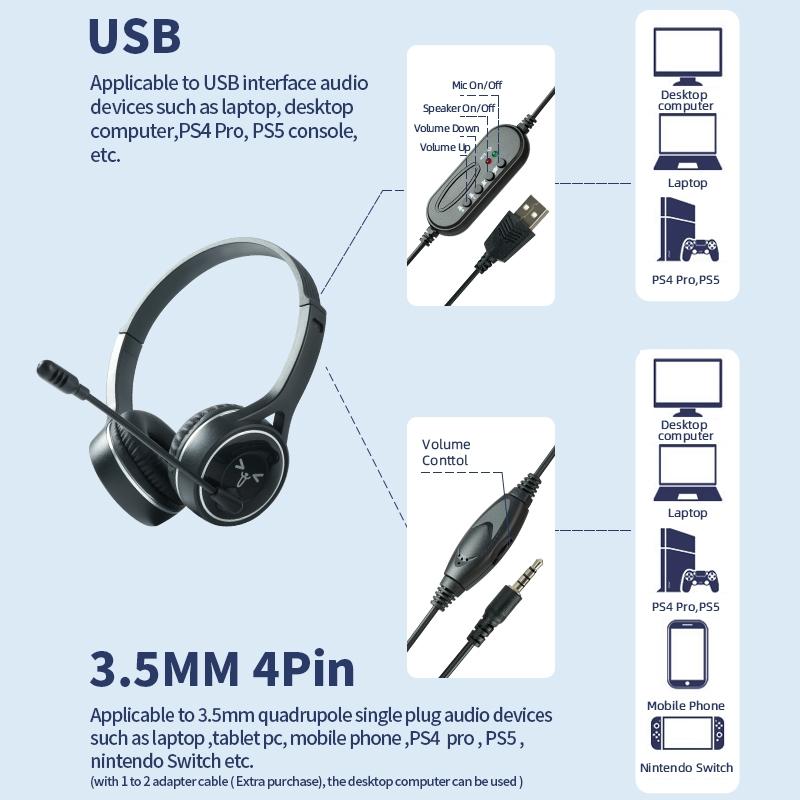 Long Wired Gaming Headset Noise Cancelling 3.5Mm Interface Black 7