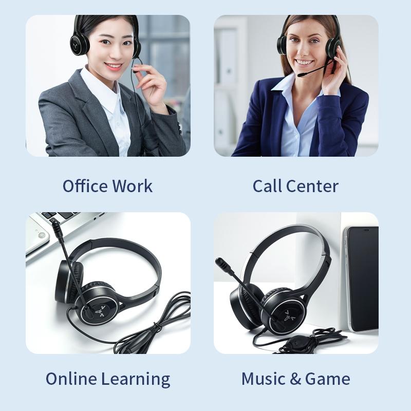 Long Wired Gaming Headset Noise Cancelling 3.5Mm Interface Black 8