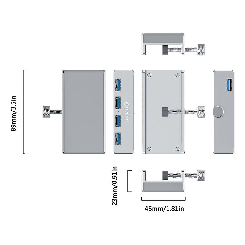 Aluminum 4-Port Usb3.0 Clip Hub Black - Sya00669801A 3