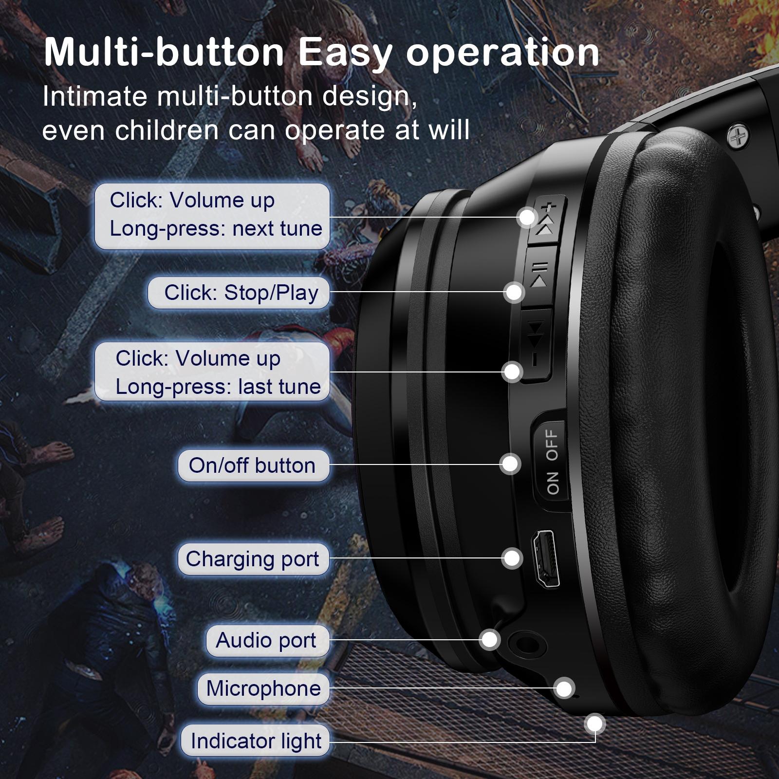 Wireless Bluetooth Headphones With Rgb Lighting - Black 11